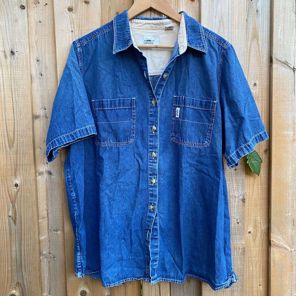 Vintage Men's cotton  Blue Denim Shirt 1X